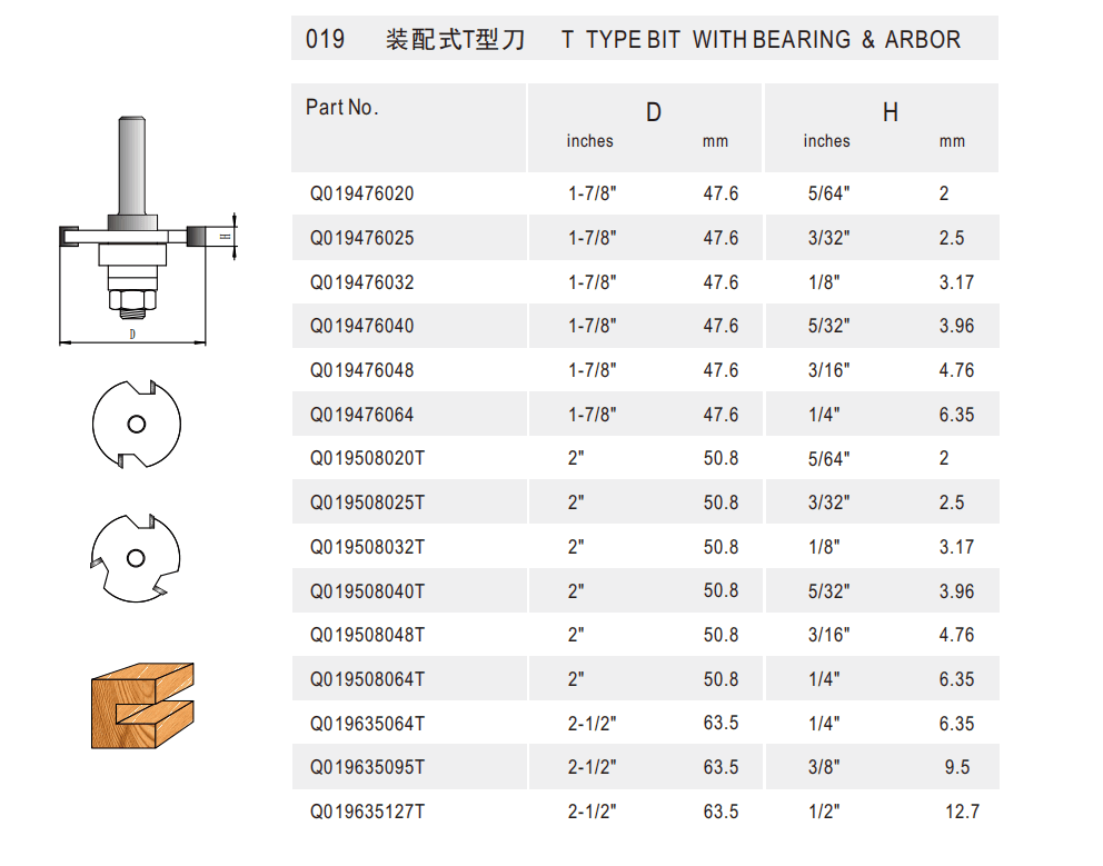 T Type Bit With Bearing & Arbor - Detail